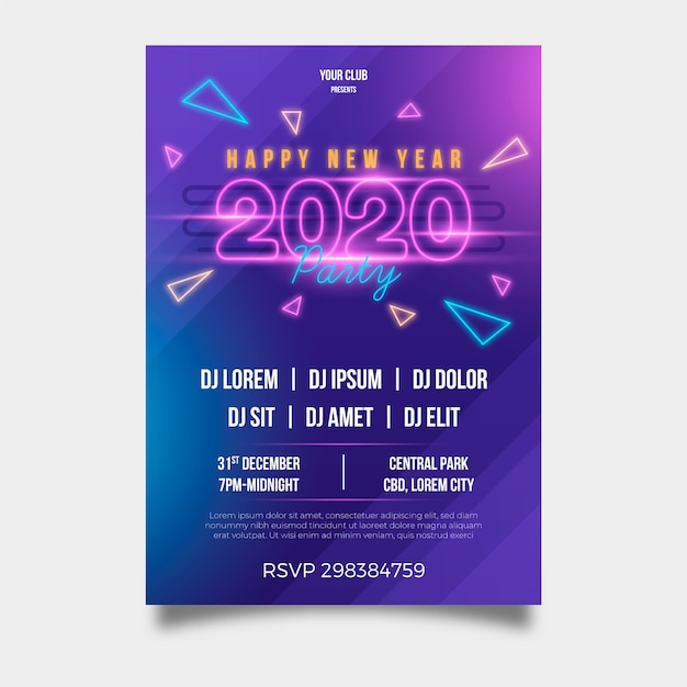 Free Vector New Year Party Flyer Template In Flat Design