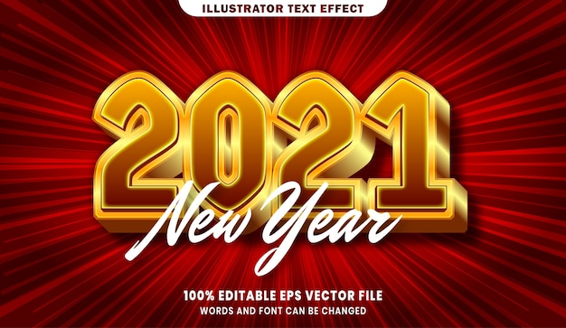 Premium Vector | New year 2021 3d editable text style effect