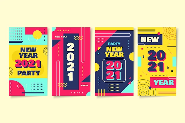 Free Vector New Year 21 Instagram Stories Collection