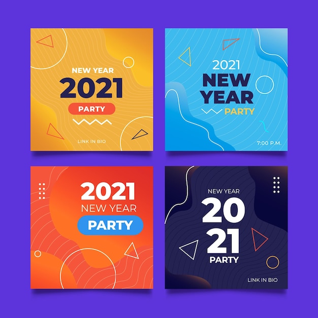 Premium Vector New Year 2021 Party Instagram Post Collection