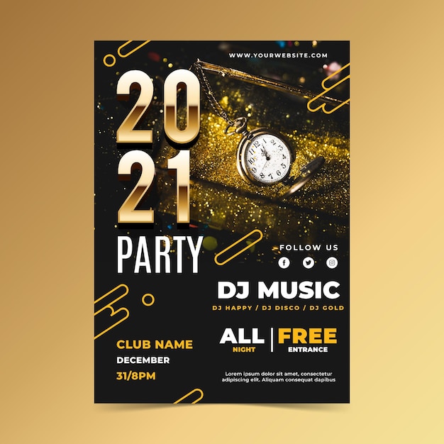 Premium Vector New Year 21 Party Poster Template