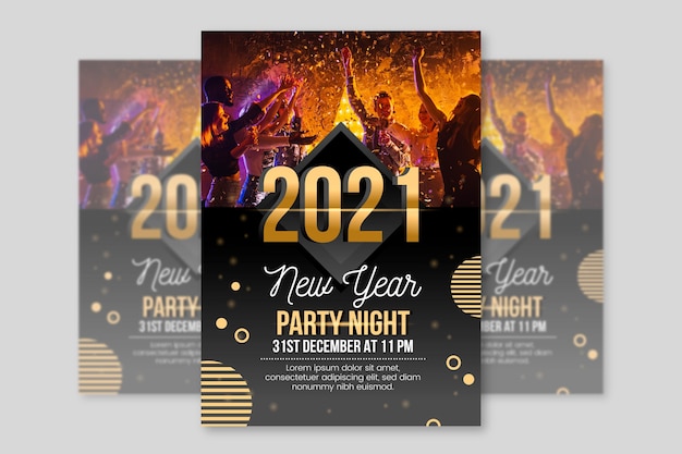 Premium Vector New Year 2021 Party Poster Template