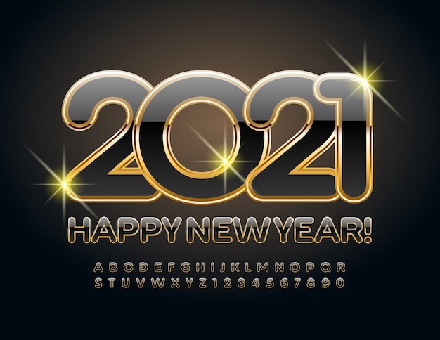 Premium Vector | New year 2021. royal font. black and gold alphabet ...