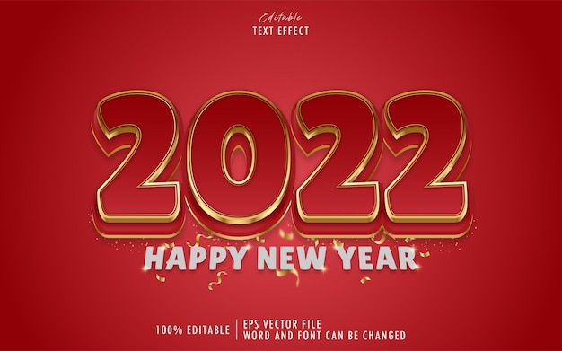 Premium Vector | New year 2022 red gold text effect premium