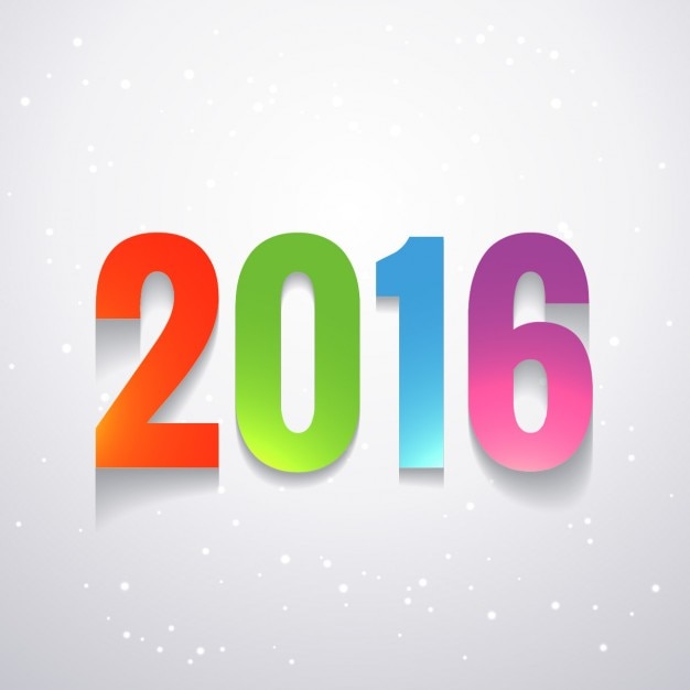 New year card with colorful 2016