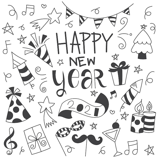 Free Vector New Year Doodle