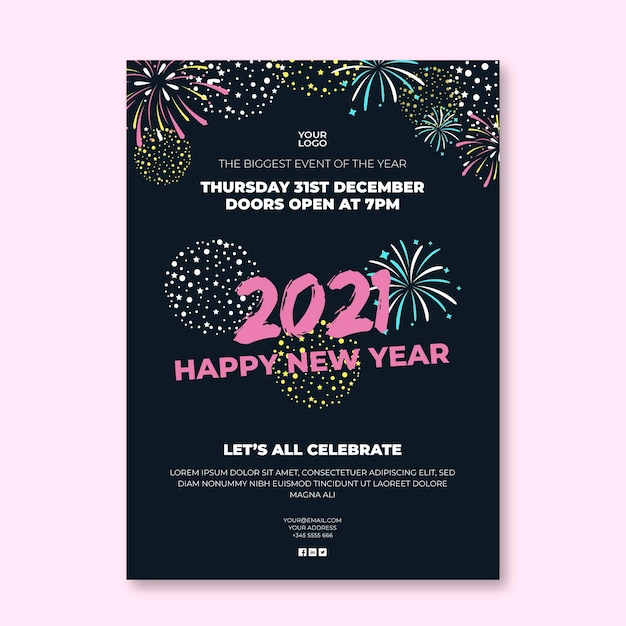 Premium Vector | New year flyer template