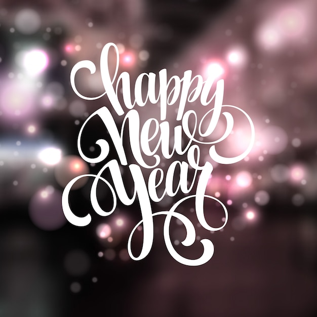 Premium Vector | New year handwritten typography, greeting card