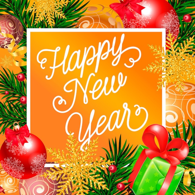 Free Vector | New year lettering in orange color