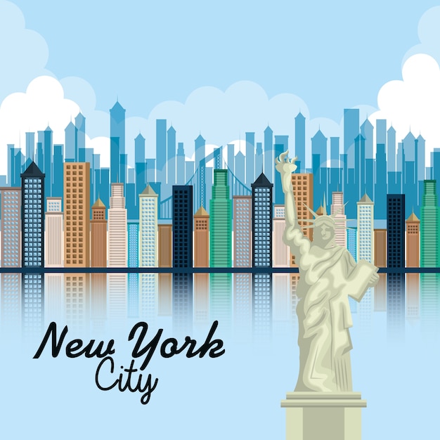Premium Vector | New york city cityscape vector illustration design