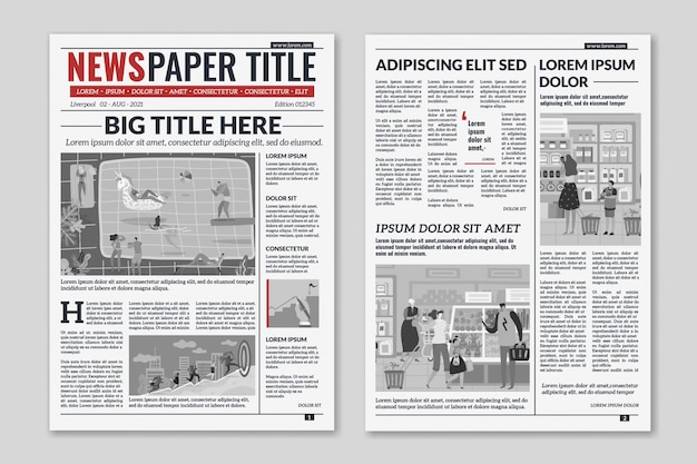 Premium Vector  Newspaper layout. news column articles newsprint