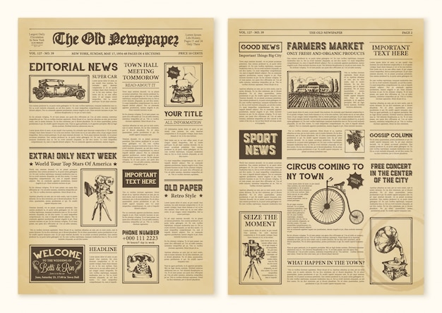 Download Free Old Newspaper Vectors 200 Images In Ai Eps Format