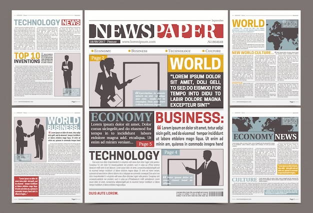 Free Vector Newspaper Template Design With Financial Articles News And Advertising Information Flat