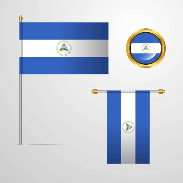 Free Vector | Nicaragua waving flag design with badge vector