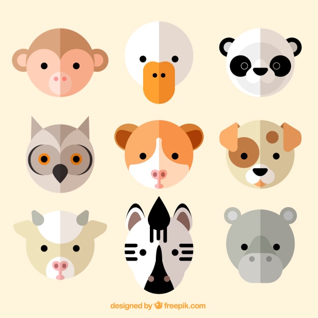 Free Vector | Nice animal avatar collection in flat design