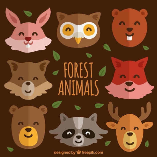 Nice avatars of forest animals in flat design Vector | Free Download