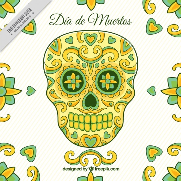Nice background for day of the dead in green\
and yellow tones