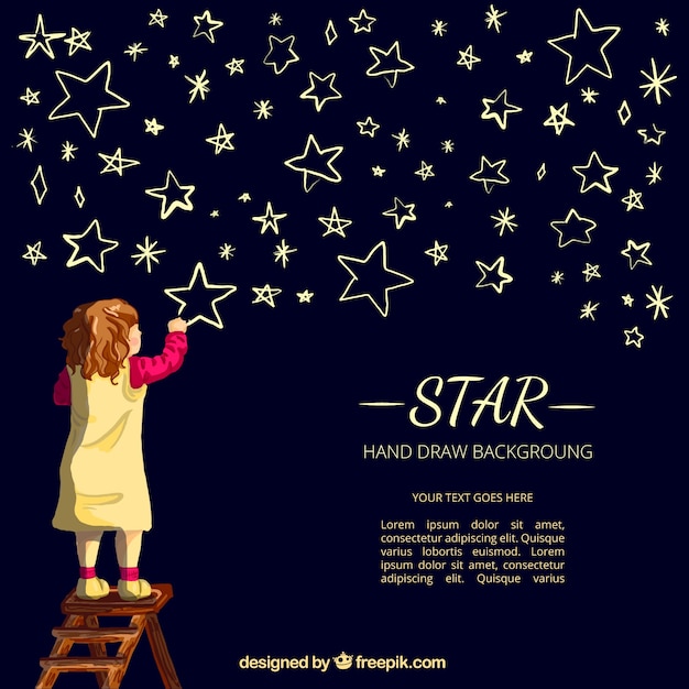 Nice background of girl drawing stars Vector Free Download
