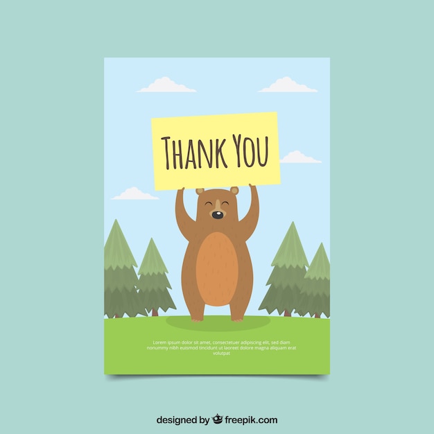 Nice bear card with thank you poster