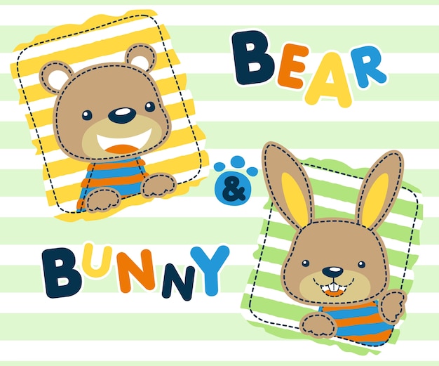 Download Free Nice Bear Cartoon With Bunny On Striped Background Premium Vector Use our free logo maker to create a logo and build your brand. Put your logo on business cards, promotional products, or your website for brand visibility.