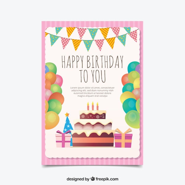 Free Vector | Nice birthday card in flat design