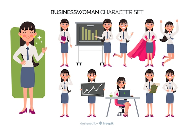 Nice businesswoman character set