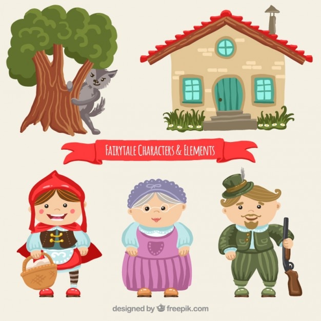 Premium Vector Nice Characters Of Little Red Riding Hood