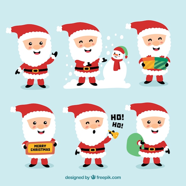 Free Vector | Nice characters of santa claus set