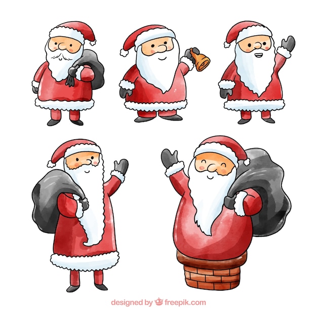 Free Vector | Nice characters of santa claus set