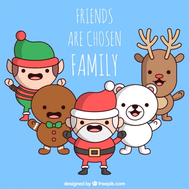 Download Free Vector | Nice christmas characters with inspirational ...