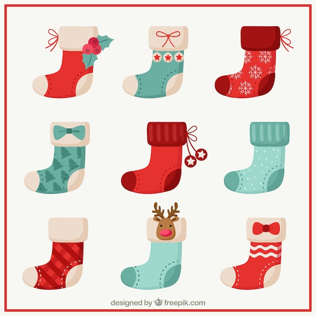 Nice christmas socks collection Vector | Free Download