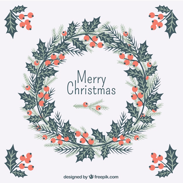 Download Nice christmas wreath | Free Vector