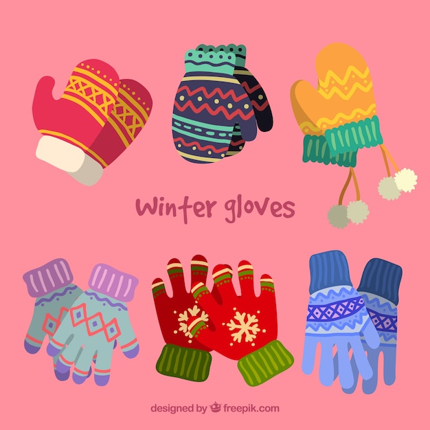 Download Nice collection of winter gloves Vector | Premium Download