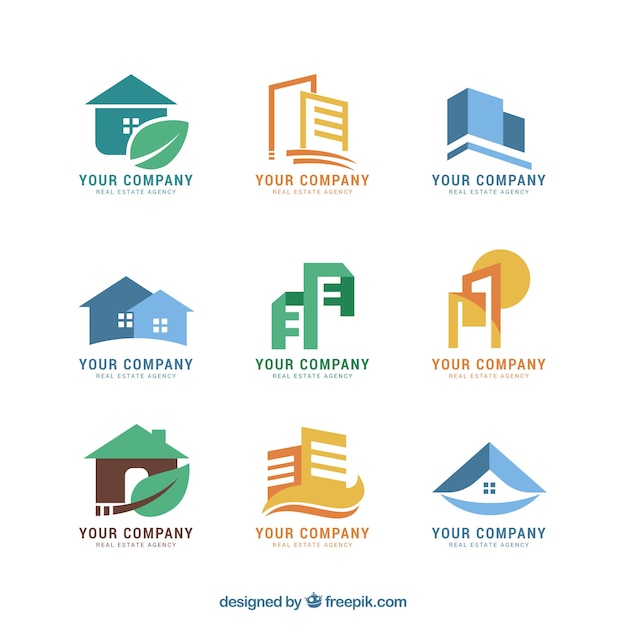 Download Free Nice Colourful Collection Of Real Estate Logos Free Vector Use our free logo maker to create a logo and build your brand. Put your logo on business cards, promotional products, or your website for brand visibility.