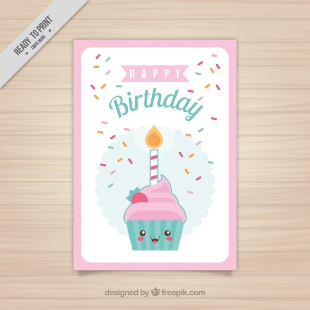 Nice cupcake birthday card with confetti