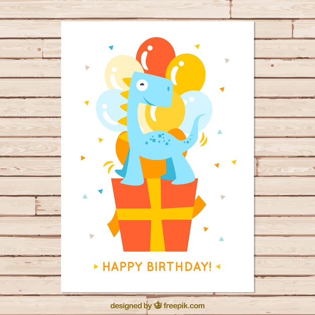 Nice dinosaur on a gift birthday card