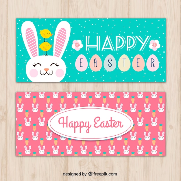 Download Nice easter bunny banners Vector | Free Download