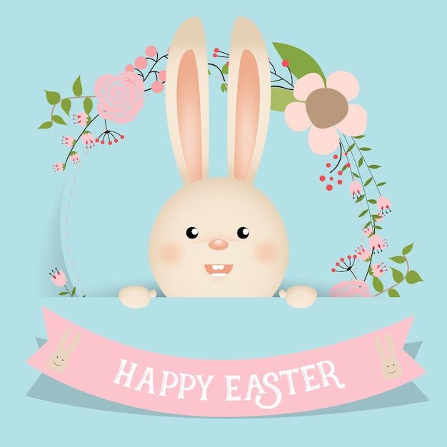 Nice easter bunny with ribbon and\
flowers