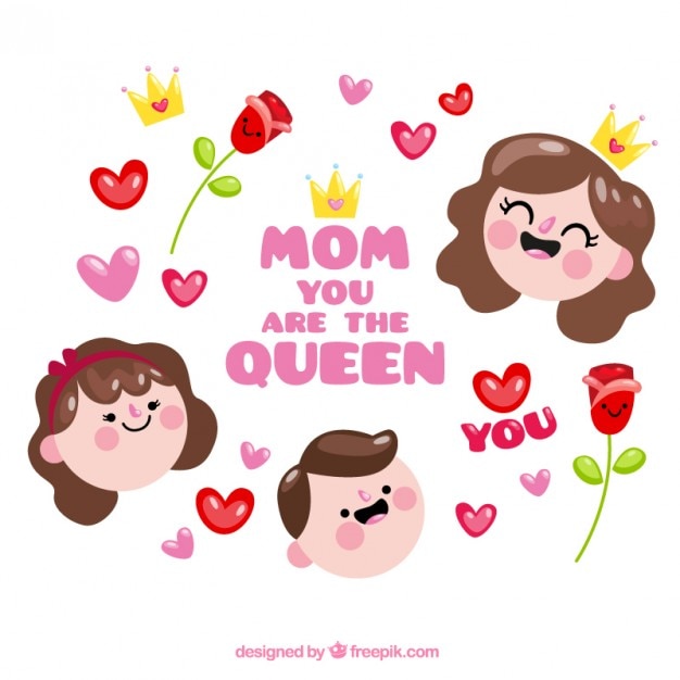 Nice faces of mother's day with cute
elements