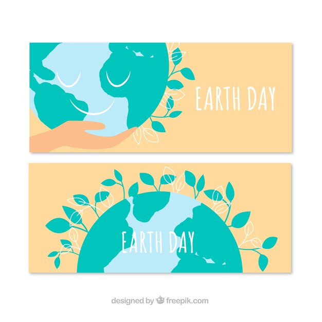 Nice flat banners for the world earth\
day