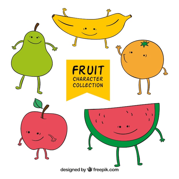 Nice hand drawn characters of fruits\
collection