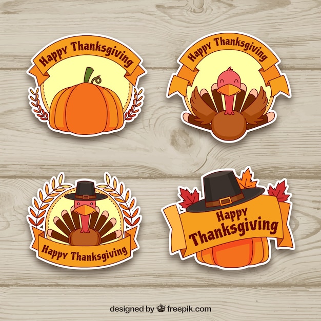 Nice hand-drawn thanksgiving stickers