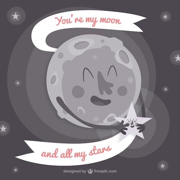 Nice moon retro background with romantic message