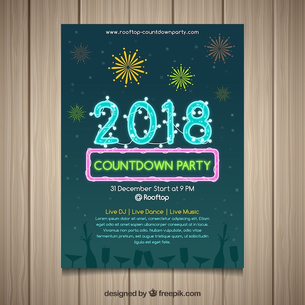 Nice new year party poster with fireworks