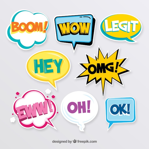 Download Nice pack of stickers Vector | Free Download