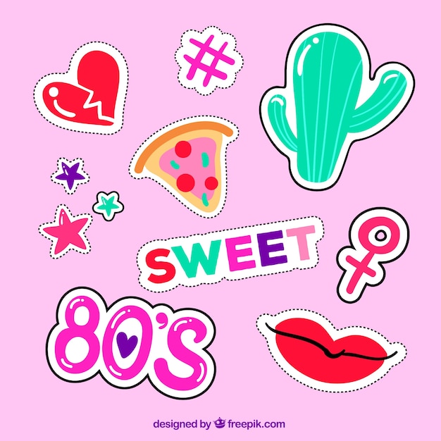 Download Nice pack of stickers | Free Vector