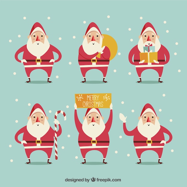 Nice santa claus in different positions Vector | Free Download