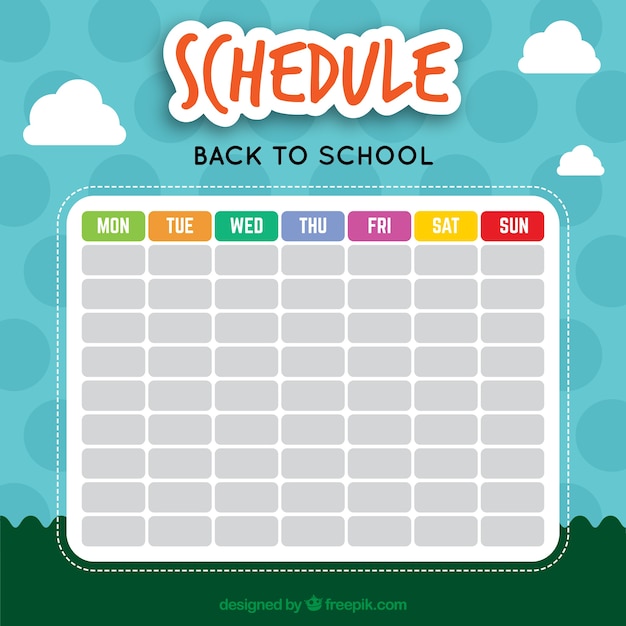 Free Vector Nice School Calendar With A Landscape Background