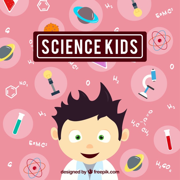 Nice scientist with science objects Vector | Free Download