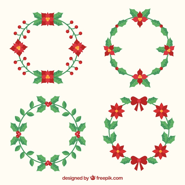 Download Nice simple christmas wreaths | Free Vector